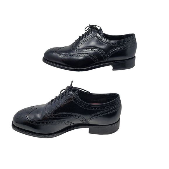 Florsheim Lexington Wingtip Oxford Shoes Size 9 Black Leather Dress Shoes Career - Picture 5 of 12